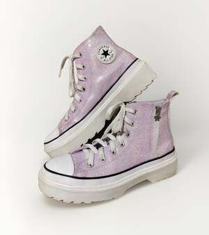 Converse Chuck Taylor All Star Lugged Zip Glitter Platform High Top Sneakers 7.5